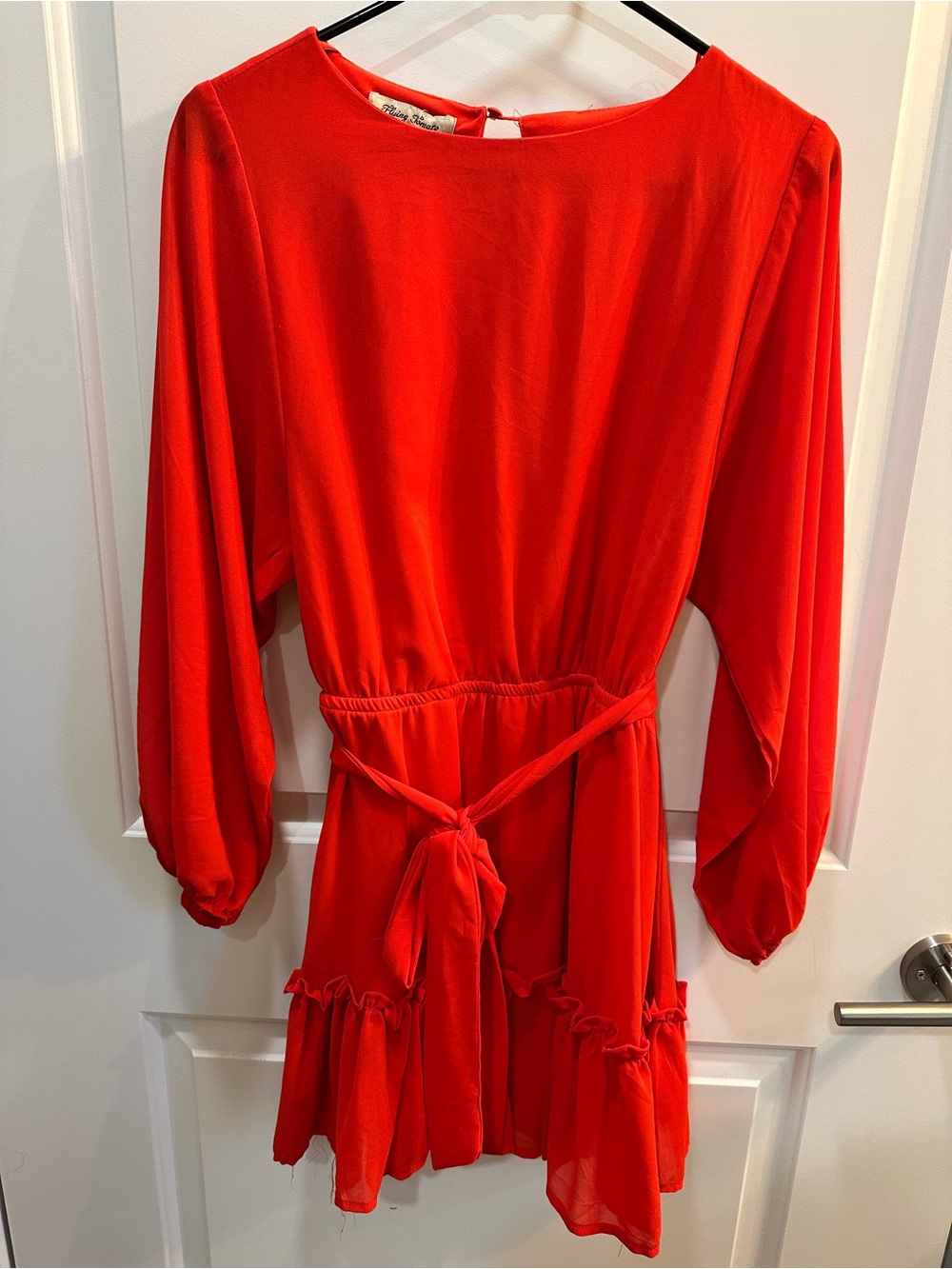 Flying Tomato Red V-Neck Tie-Waist Mini Dress